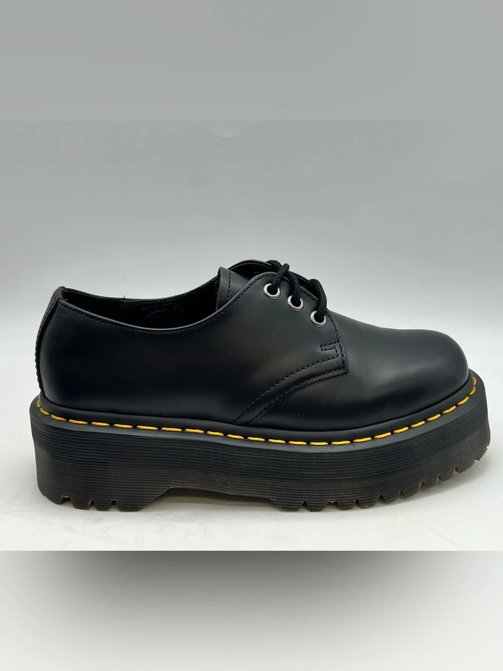 Dr. Martens 1461 Quad Platform Oxford Shoes Black Smooth Leather Women's US 6
